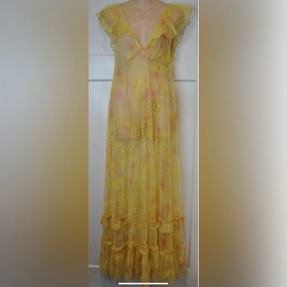 FREE PEOPLE Intimately Postcard From Paris Sheer Maxi Dress size S NWT $198